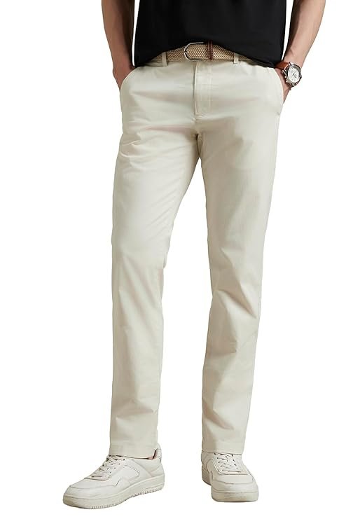 Louis Philippe Men's Solid Chinos