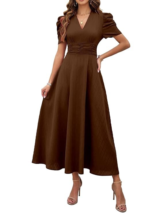V-Neck A-Line Maxi Dress