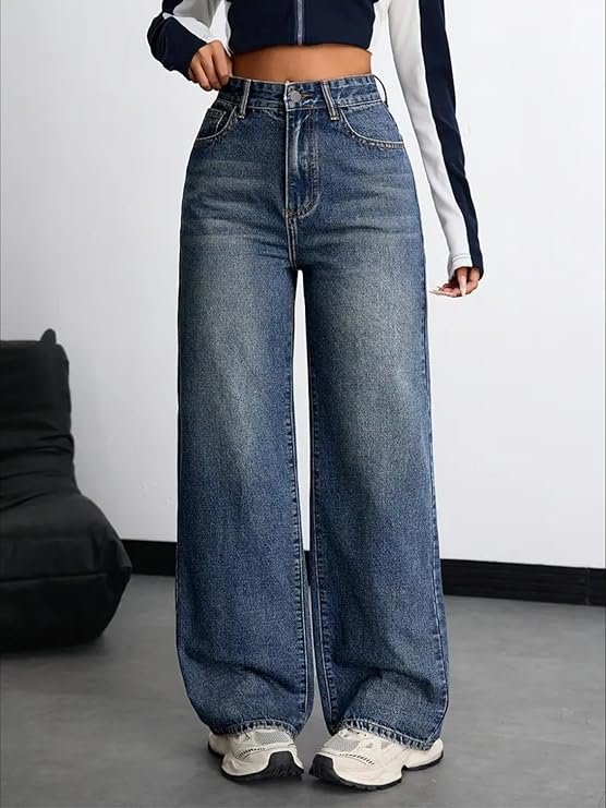 Nifty Women's Denim Stretchable High Waist Baggy Jeans