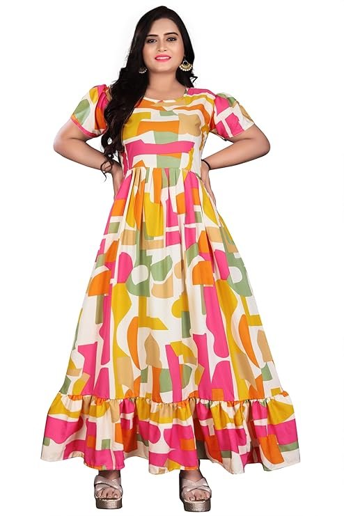 Stylish Floral Printed Long Gown