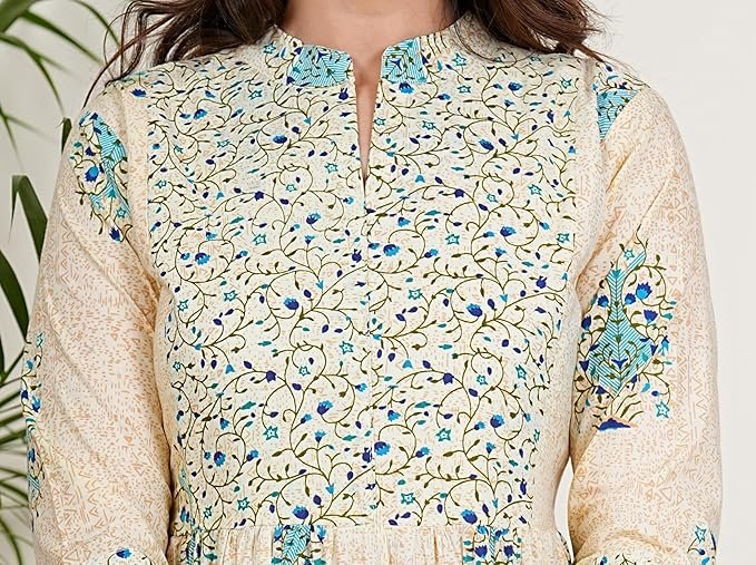 Fit & Flare Calf Length Printed Kurti