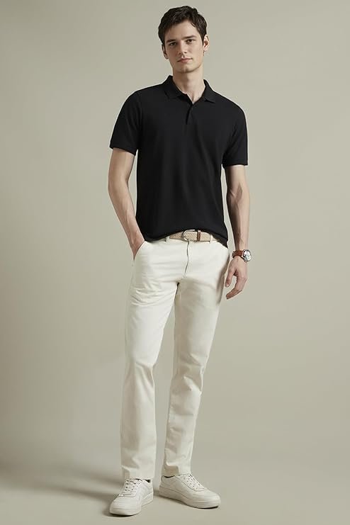Louis Philippe Men's Solid Chinos